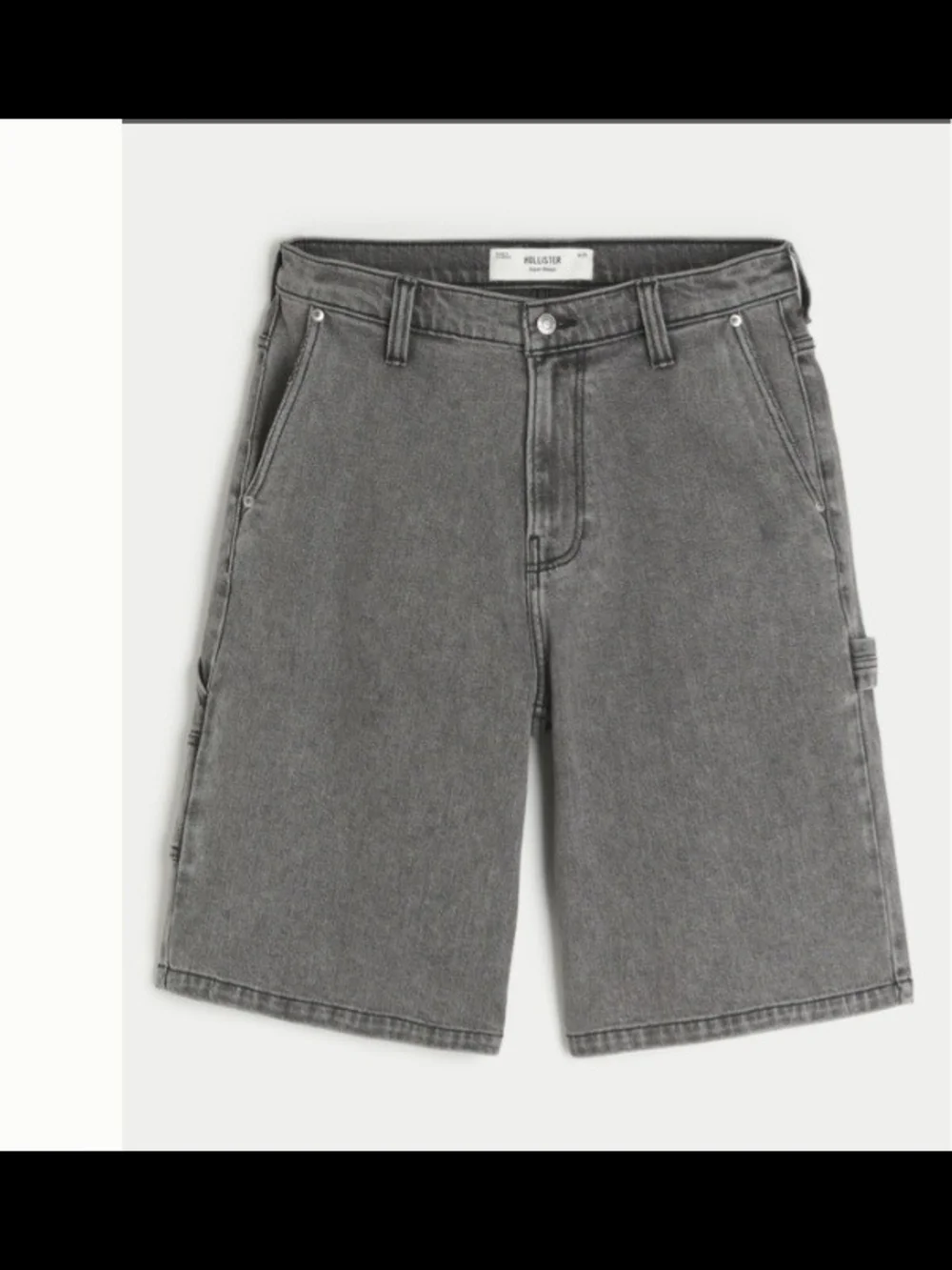 Hollister Men's Gray Washed Denim Carpenter Shorts